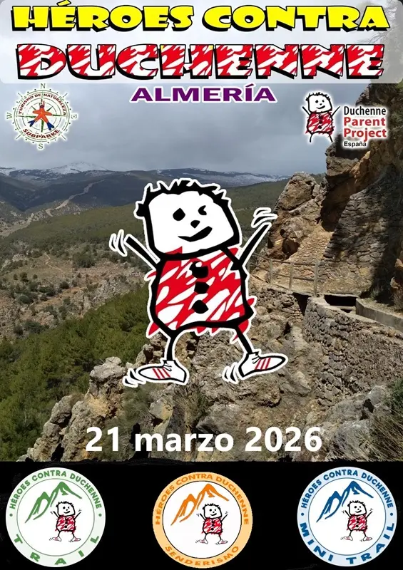 Cartel publicitario del evento Héroes contra Duchenne 2026